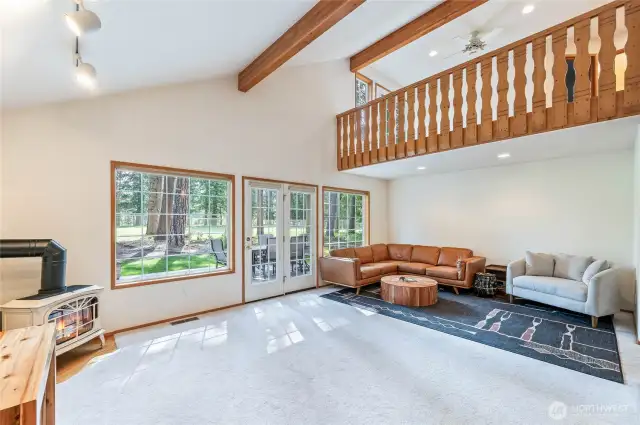 Living room with propane stove