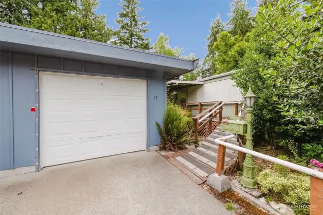 This is the private single garage just a few steps from the front door.