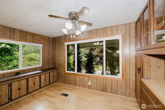 Dining area can accommodate a good size table and chairs if desired.