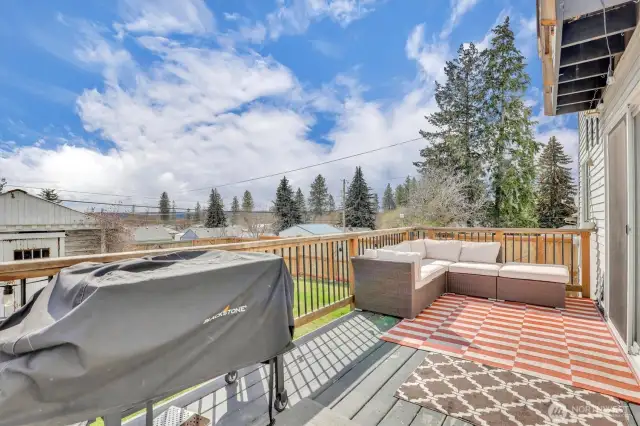 Deck overlooking the backyard
