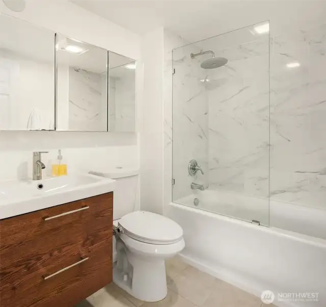 Beautiful. modern updated, primary bathroom.