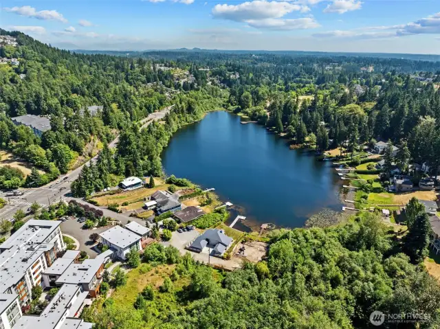 No motor lake perfect for swimming, paddleboarding, fishing or floating! Surrounded by parks and walking trails!