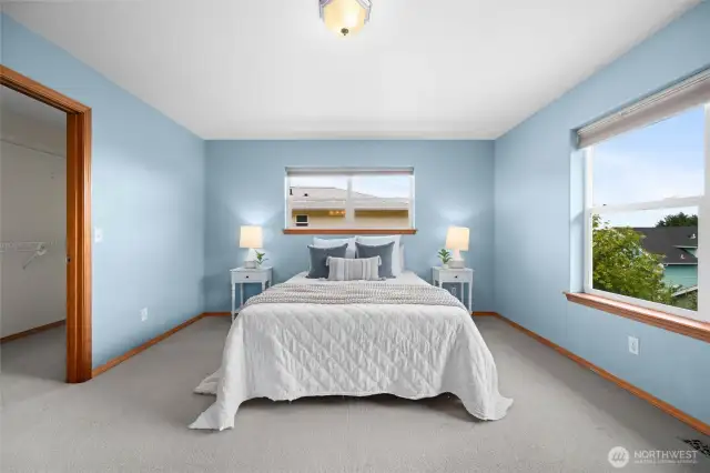 Primary Bedroom with Peakaboo Views of Mt. Baker.