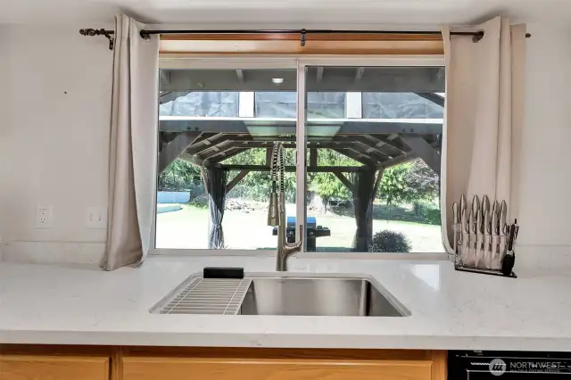 Quartz Counters and Updated Large sink with drainer and prep board