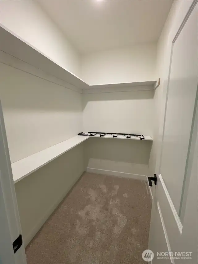 Walk-in closet for the primary bedroom.