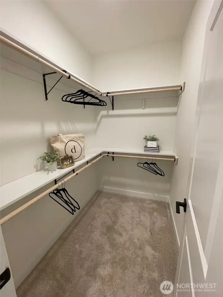 Primary bedroom walk-in closet.