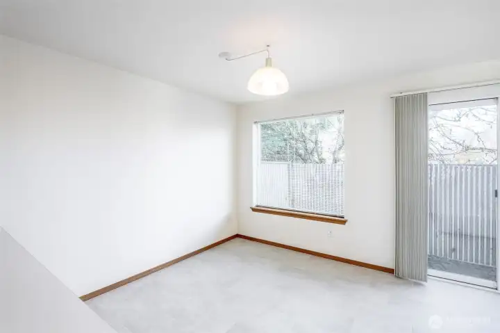 Dining space with new vinyl floors
