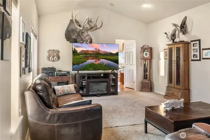 Family room off the kitchen and entry way.