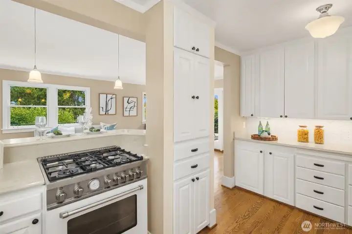 Lots of storage and prep space in the remodeled kitchen.