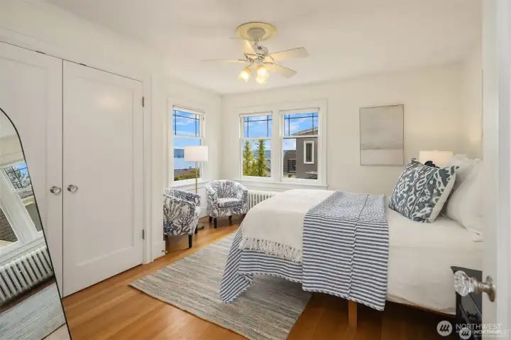 Upstairs second bedroom with lake views.