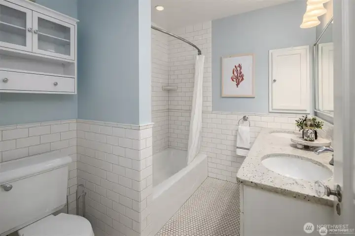 Upstairs remodeled bathroom.