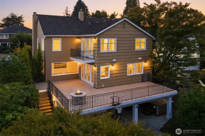 Spacious deck runs the entire length of home.