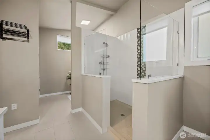 Primary bathroom walk in shower with glass enclosure Primary bathroom walk in shower with glass enclosure