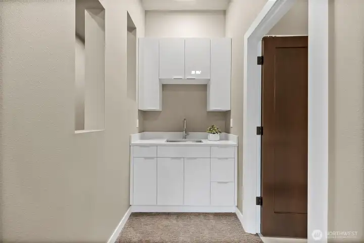 Down stairs wet bar for entertaining of the media room