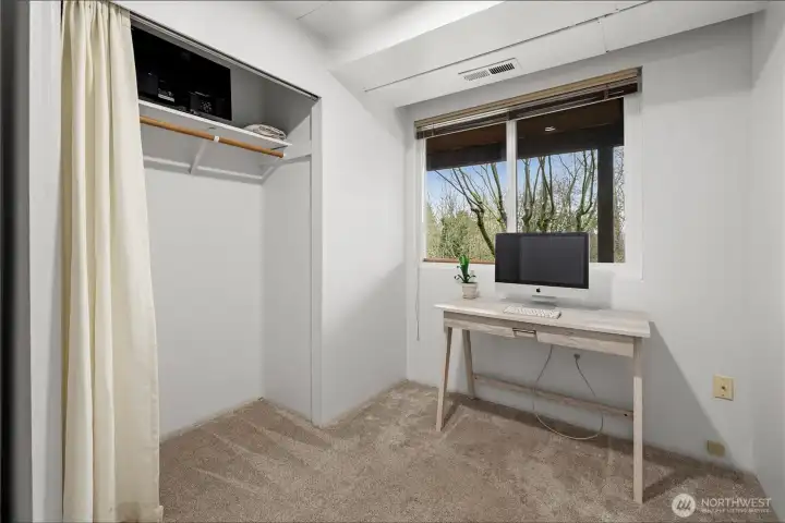 Bedroom 4 downstairs has it's own view of the backyard.