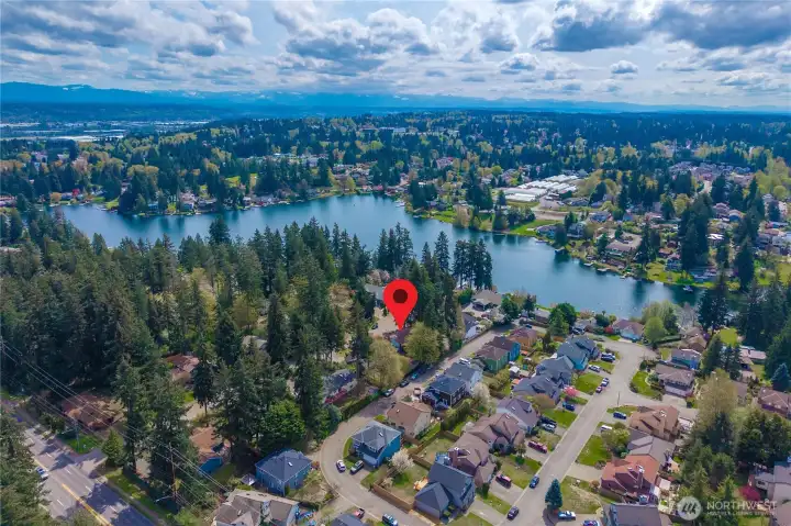 Aerial view of neighborhood