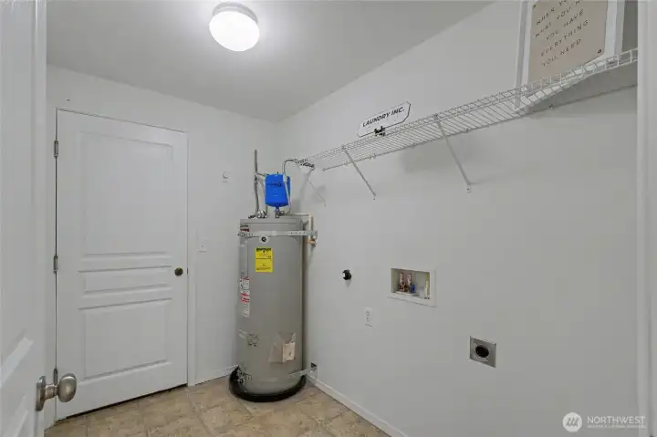 Laundry room off garage