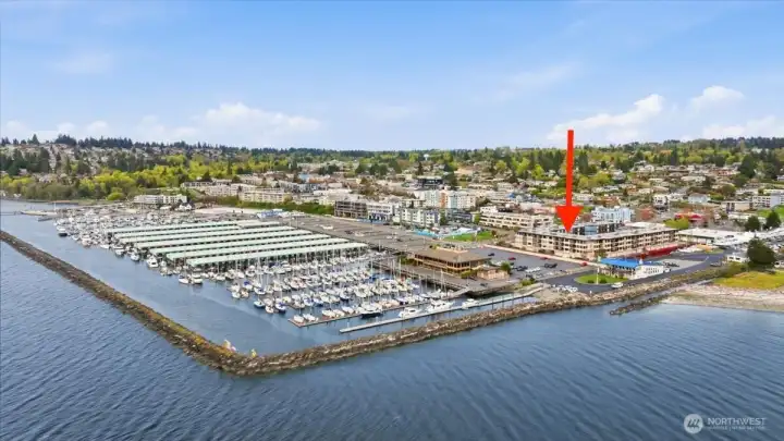 Waterfront Marina Lifestyle.  Walk the marina, enjoy the parks and pier.  Boat moorage for sail and motor boating including guest moorage.