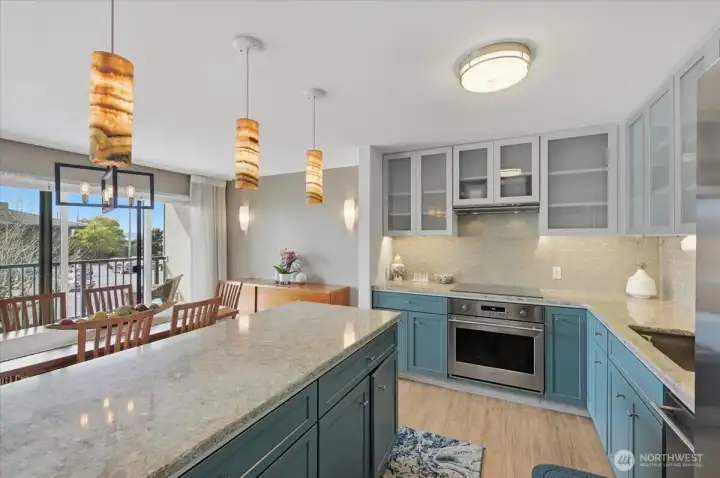 While you are prepping in the kitchen, you can watch the waterfront community and Marina activities.  The lighting is perfect for bringing the perfect ambiance to every room.