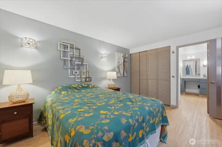 Upgrades include closet space and storage style amenities in the en suite bath.  Flowing floors and light warm tones make this another space for enjoying quiet and relaxing.