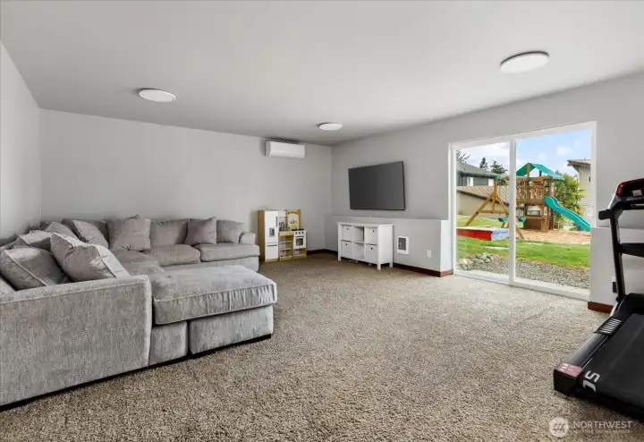 Back through the family room to go outside.