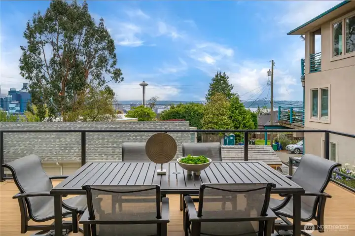 Newly built, trex deck off living room and kitchen space.
