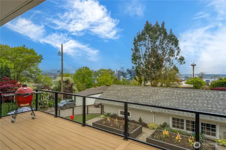 Newly built, trex deck off living room and kitchen space.