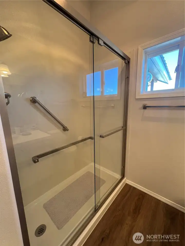 Upstairs newly remodeled bathroom shower