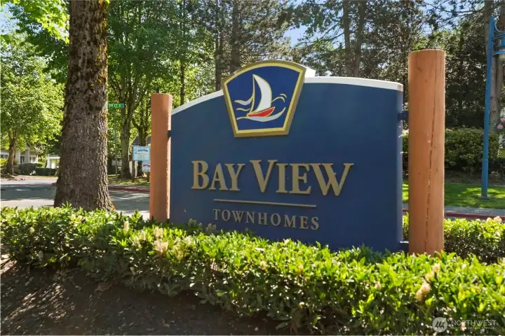 Distinctive Bayview entry sign sets the tone for this well-maintained and inviting residential area.    Distinctive Bayview entry sign sets the tone for this well-maintained and inviting residential area.