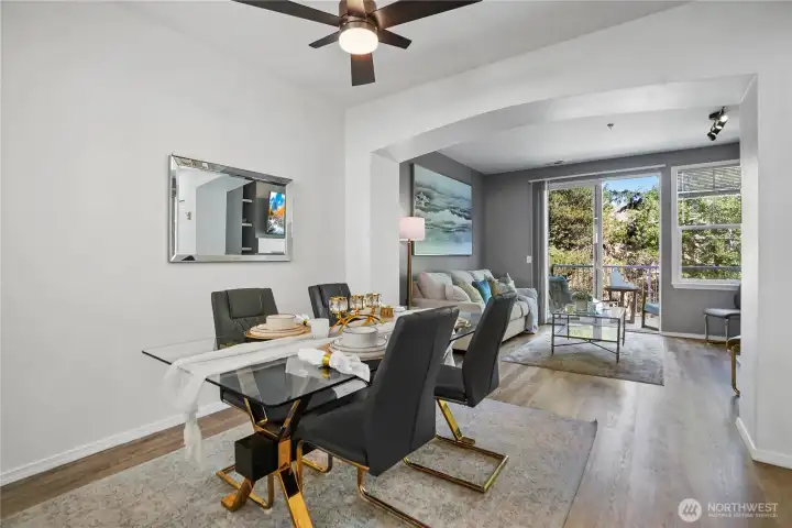 Open dining space flows beautifully into the main living areas for easy entertaining.