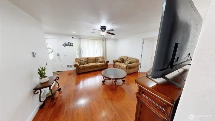 living room view from dining area.  open floor plan