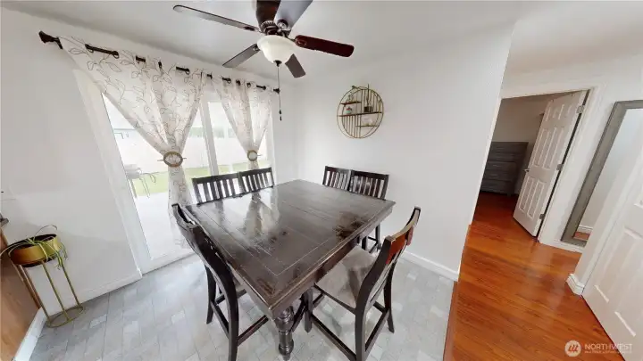 Dining room and sliding glass door to back yard