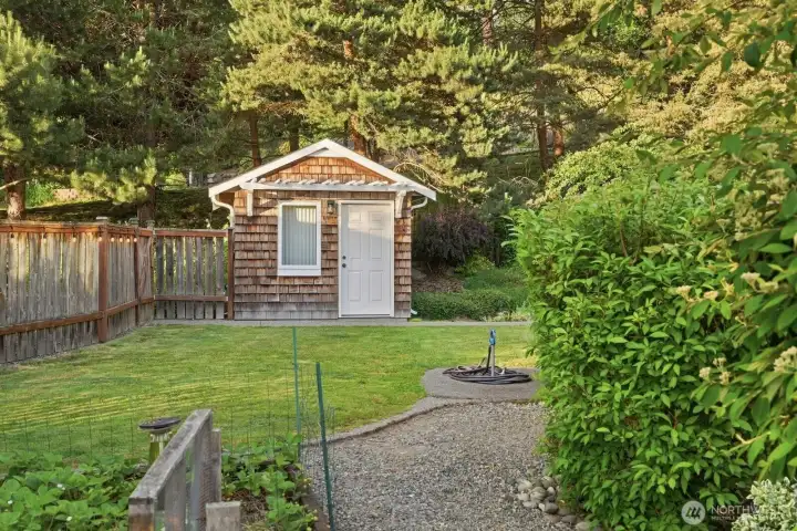 Shed with power could easily double as an art studio or hobby space Shed with power could easily double as an art studio or hobby space
