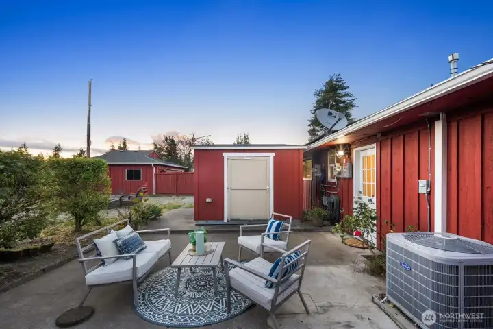 Roomy back patio perfect for grilling and hosting on summer nights Roomy back patio perfect for grilling and hosting on summer nights