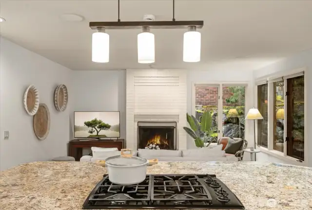 Family room adjacent to the kitchen with lots of windows for extra light.