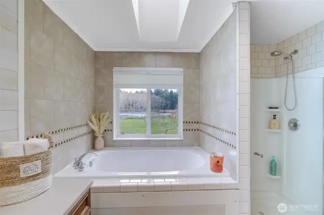 On suite bath in Primary bedroom - soaking tub with a view