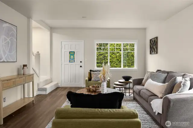 Living room is open great for gatherings