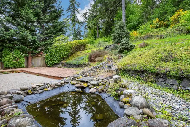 Rear Yard has a pond