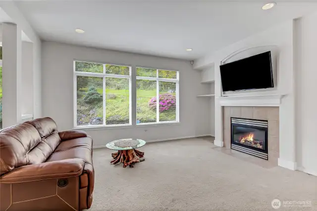 Family Room has gas fireplace w/fan