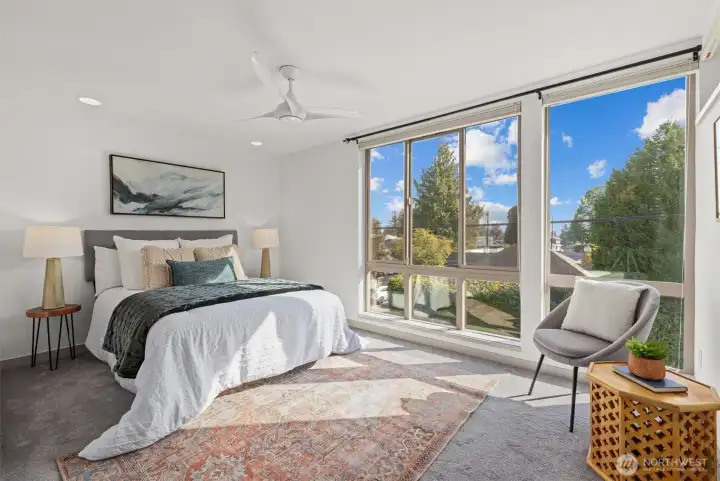 Large primary bedroom with en suite and walk-in closet