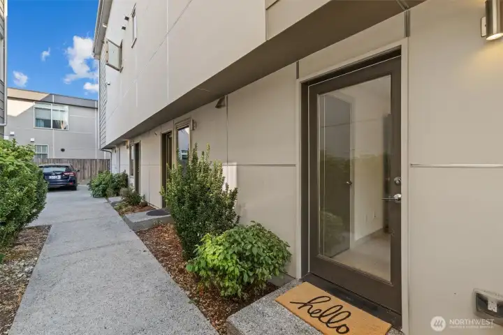 Back door with access to off-street parking