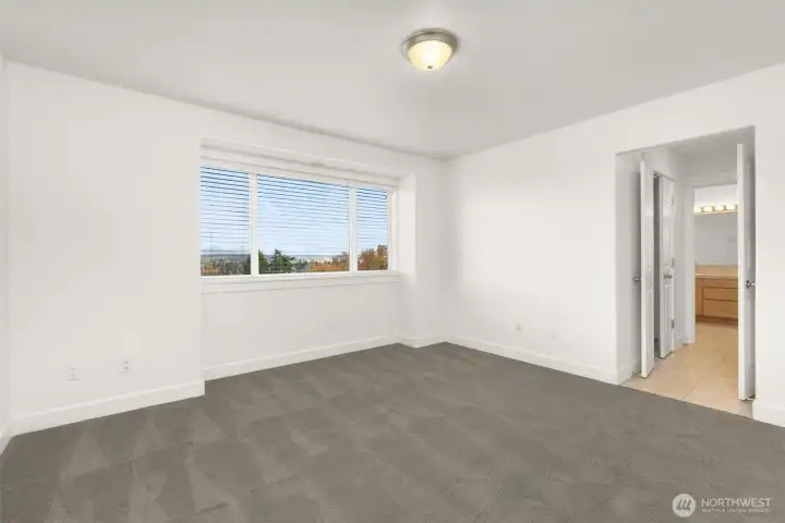 Primary suite: double walk-in closets and 5-piece bath