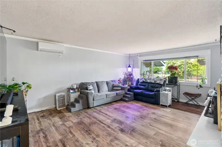 Main level living area with mini-split