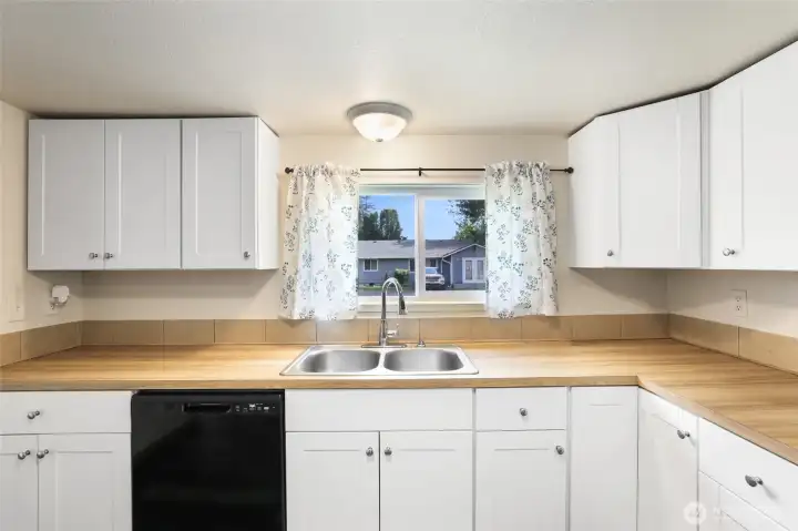 Lots of counter space in the kitchen.