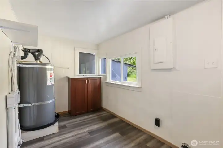 Utility room enough room for storage.