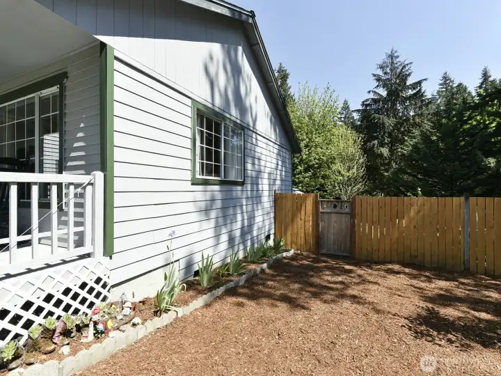 New mulch on the south side of the home.