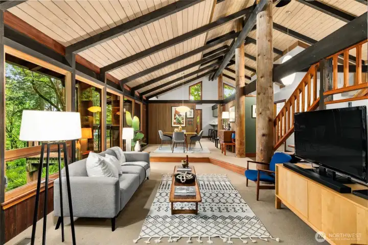 Stunning open floor plan with soaring ceilings