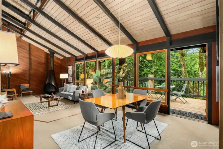 Dining room with it's own door to the deck!