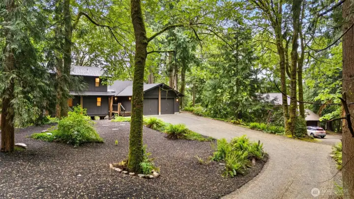 Newly refreshed gravel drive