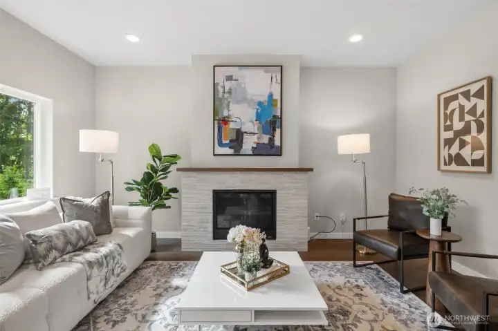 Main Level Living Room with Gas Fireplace